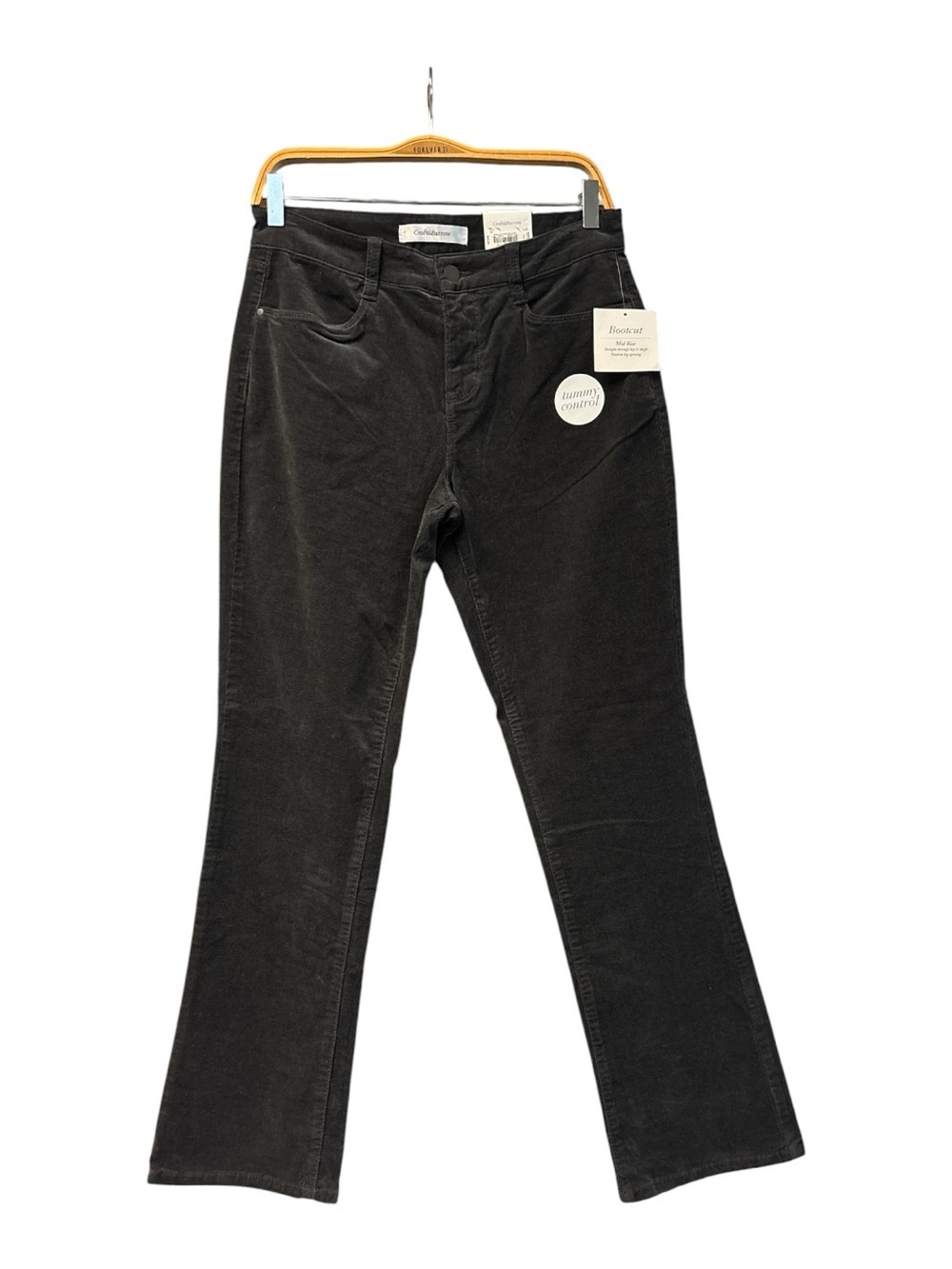 Croft & Barrow Tummy Control Forged Iron Gray Corduroy Bootcut Pants NWT Size 4